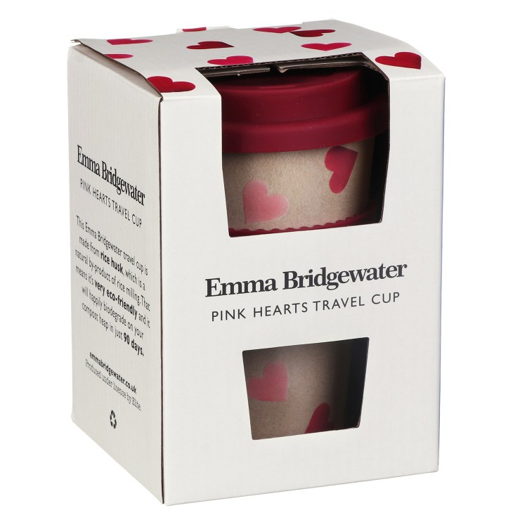 Pink Heart Rice Husk Travel Cup Emma Bridgewater